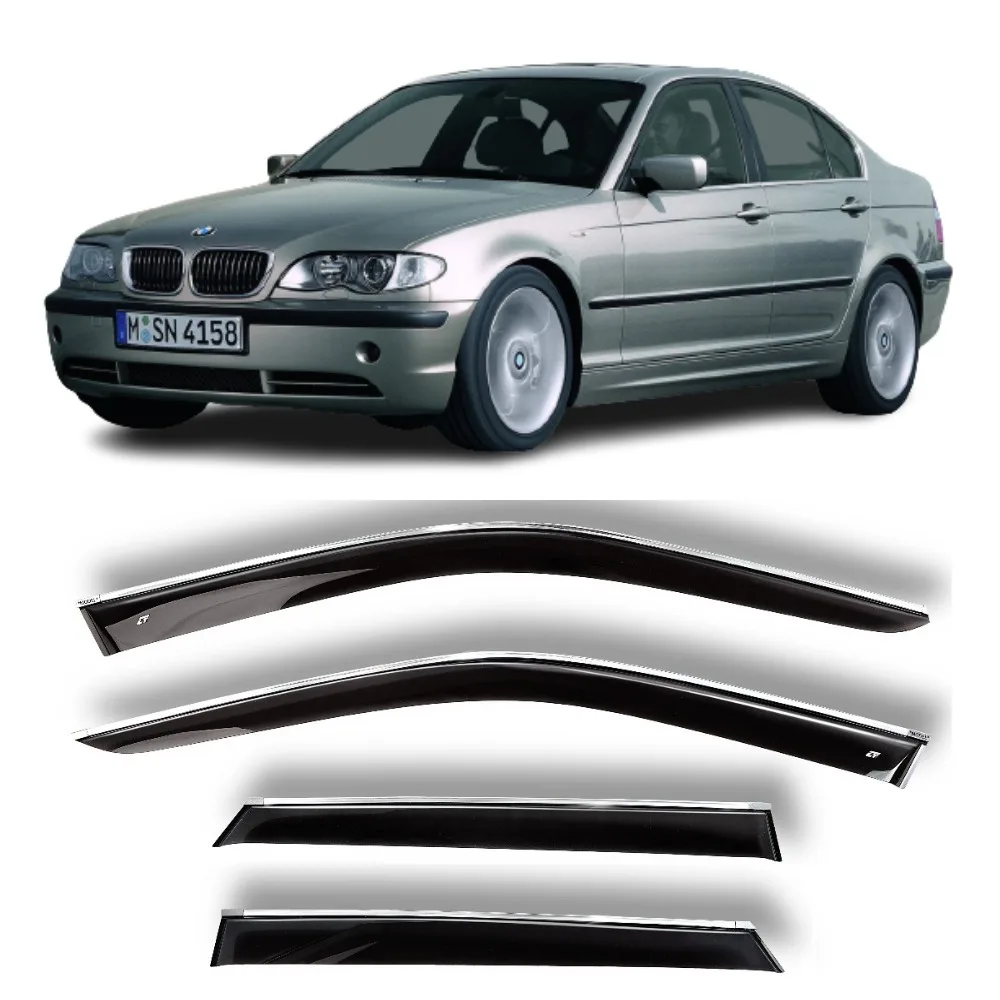 Chrome Molding Trim Strip Wind Visor Deflectors Cobra Tuning B21298CR- Car Ventvisor Door Side - Window Air Guard for Protection Against Snow Sun and