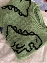 Suéter de moda Harajuku para hombre, ropa informal estilo Hip Hop, jersey de dibujos animados de dinosaurios, cuello redondo, suéteres de pareja informales de gran tamaño