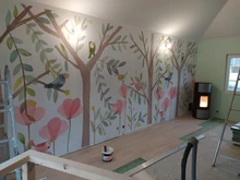 3D Wallpaper Decoration Forest Milofi Nordic Children Background Minimalist Mural Bird