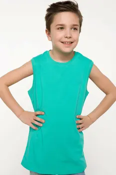 

DeFacto Summer Boy White Yellow Color Cotton Top Tees Sleeveless Casual Athlete Top T-Shirts Cloth for Kids-I7385A618SM