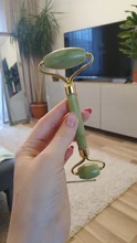 Gua Sha-Rodillo de Jade Natural, masajeador de cara delgada, herramientas de elevación, piedra verde, antiedad, arrugas, belleza de la piel, conjunto de cuidado