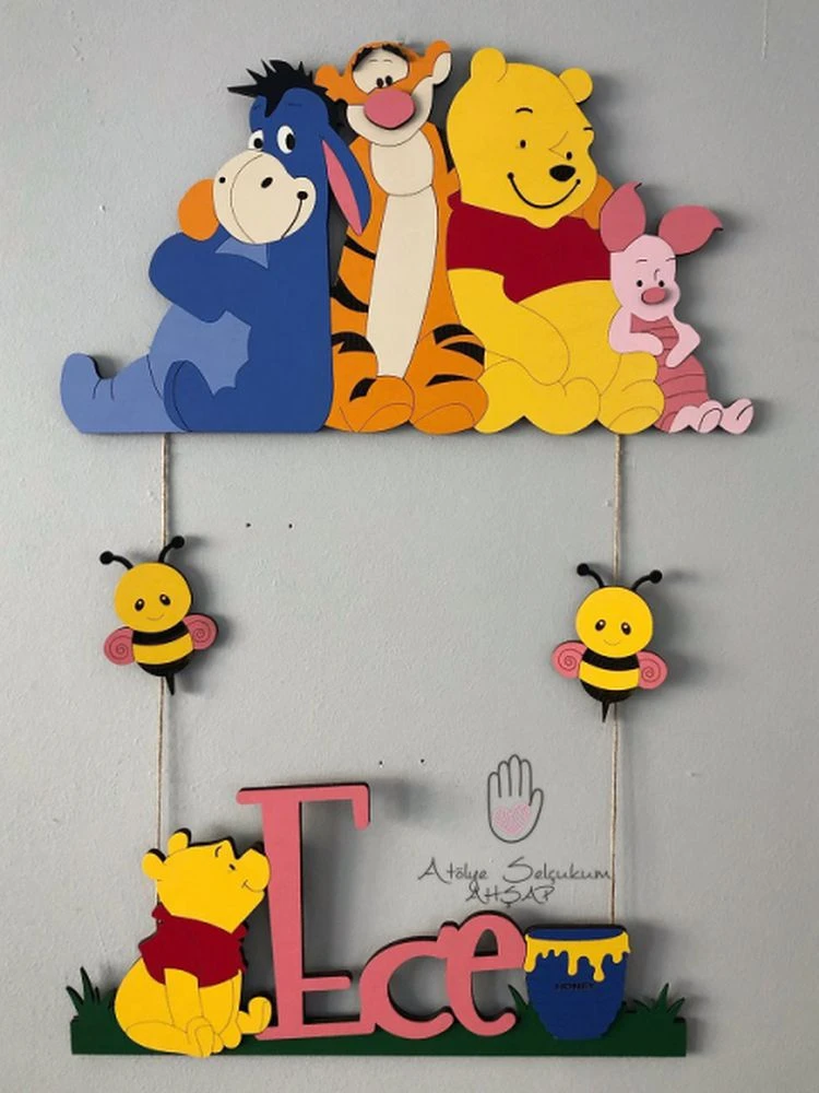 Panneau De Porte Bebe Personnel Winnie L Ourson Plaque Signaletique Decorative En Bois Eclairee Pour Porte De Chambre De Bebe D Hopital Et De Maison Aliexpress