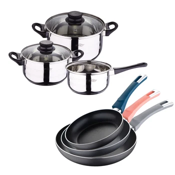 

5 piece stainless steel kitchen battery with Bergner pans set (18,20,24 cm) in pressed aluminum