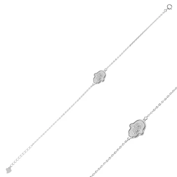 

Silver 925 Sterling Zircon Cubic Zirconia Fatma Master Hand Bracelet