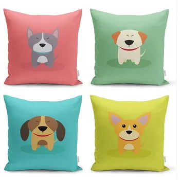 

Realhomes Cute Köpekcikler Digital Printed 4'lü Pillow decorate Case Set