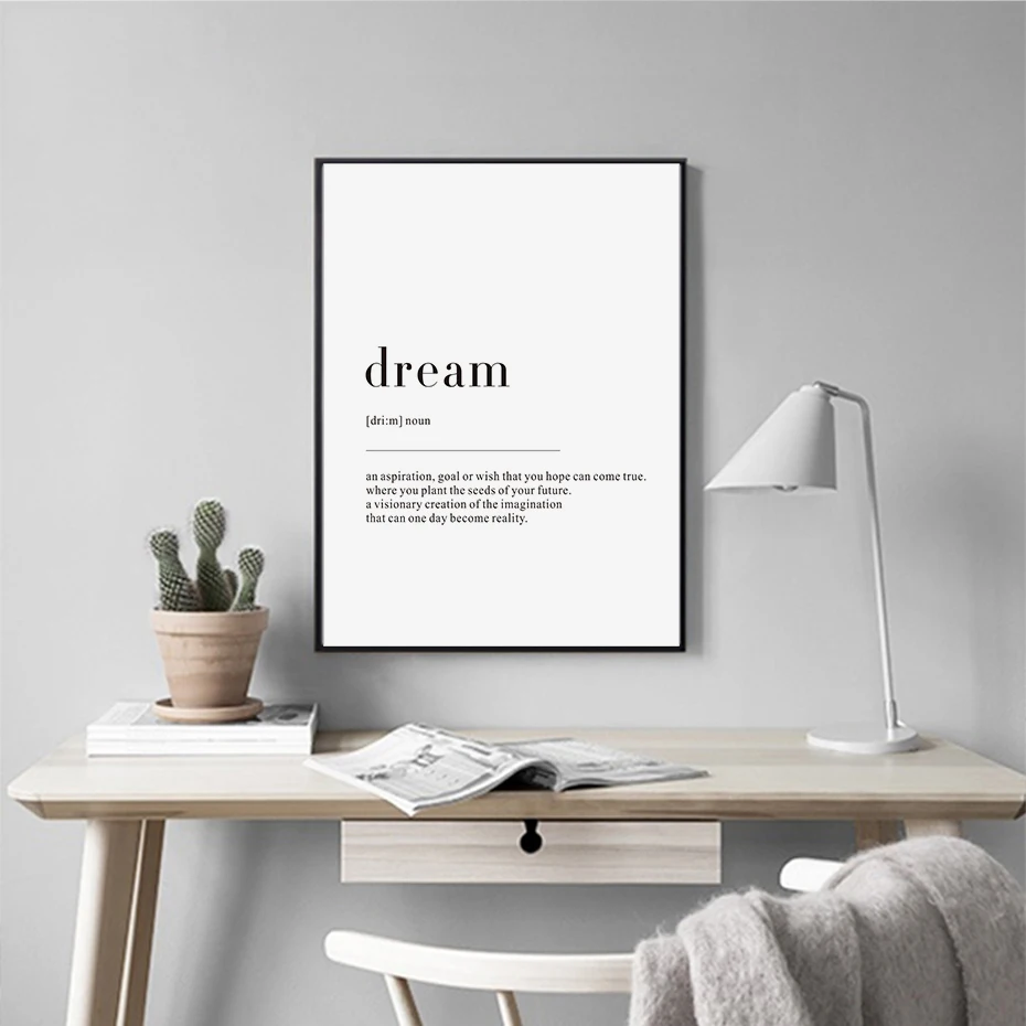 Minimalist Dream Life Definition Quotes Canvas Paintings Posters Prints  Wall Art Picture Living Room Home Decoration AliExpress