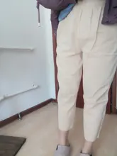 Pantalones de lino y algodón para mujer, pantalón harén holgado, informal, con cintura elástica, Color liso, para primavera y verano