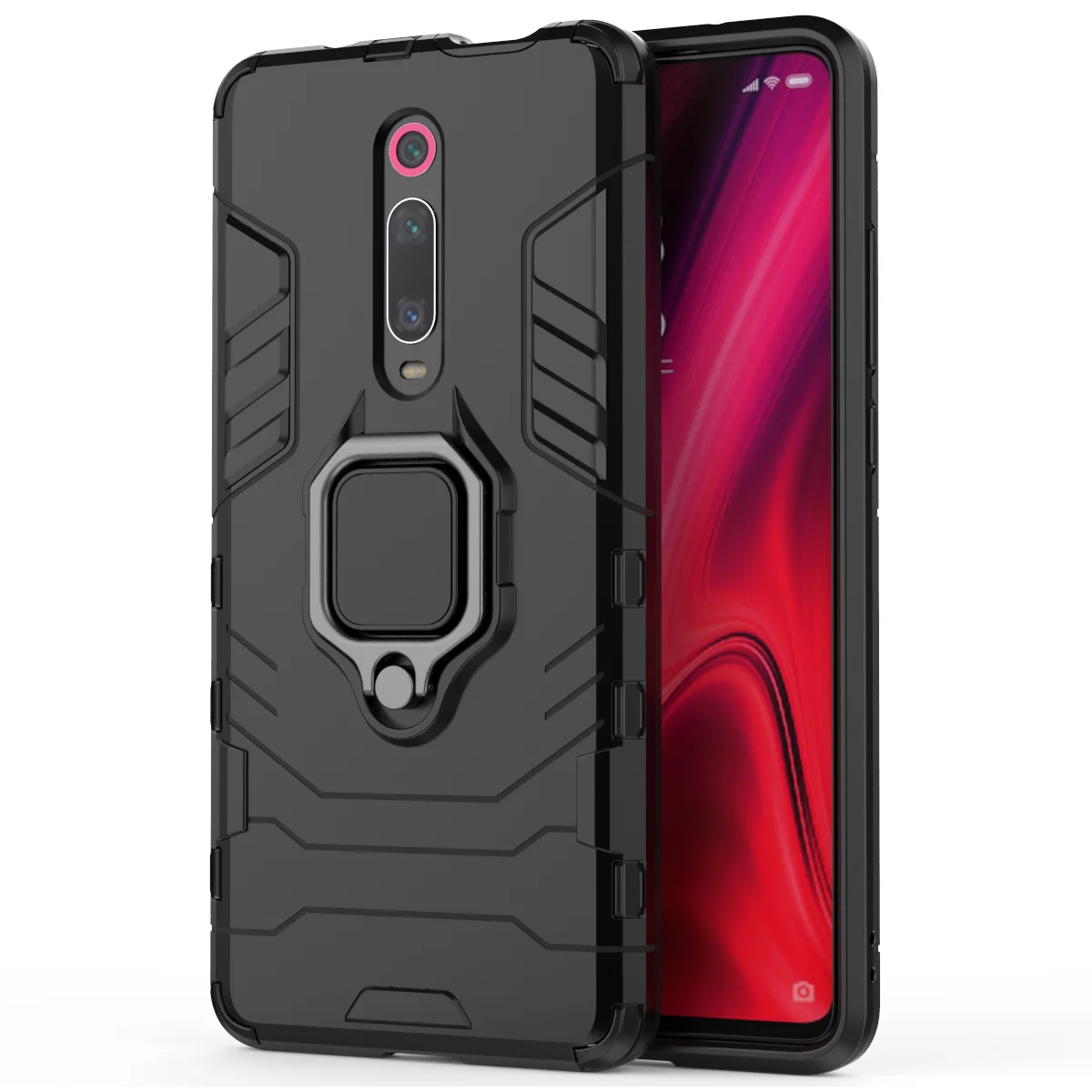 Подставка чехол для Xiaomi Mi 9T - Цвет: Черный