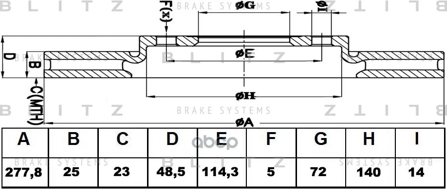 Диск Тормозной Blitz арт. BS0205