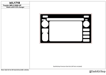 

Interior lining for Toyota MR-2 2000-UP. Set L1718.