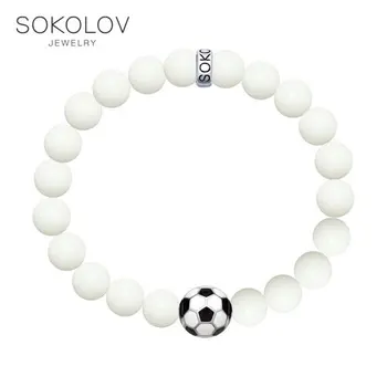

Bracelet with white jade SOKOLOV, fashion jewelry, silver, 925, women's male
