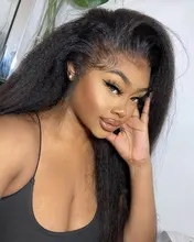 RESHINE-Peluca de cabello liso rizado 13x4, pelucas de cabello humano con encaje frontal Yaki europeo, peluca de cabello humano liso prearrancado