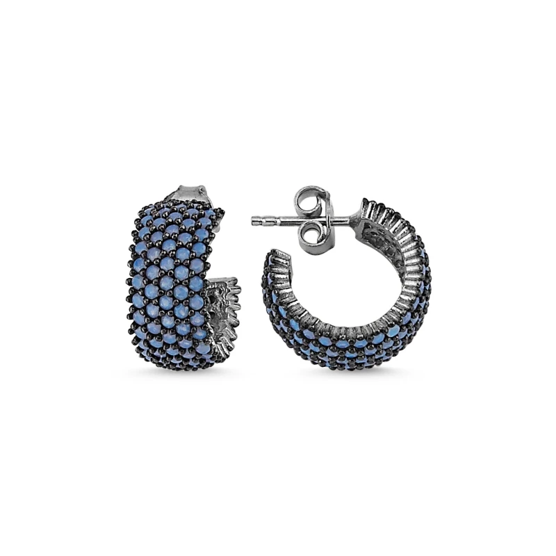 

Silver 925 Sterling Rhodium Plated 5 Must Nano Gemstone Tamtur Earrings