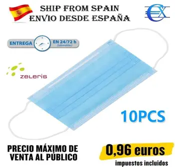 

MASK | 10 pack Masks higienicas White and blue | MASK disposable protective | triple layer | PVP 0.96 €