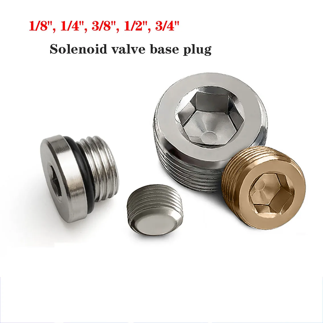 

1Pcs 1/8", 1/4", 3/8", 1/2", 3/4" Pneumatic Connector Plug Solenoid Valve Base Plug Male Thread Hexagon Plug BD-01/02/03/04