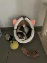 Cat Bed Tent House Cushion Pet-Bed Removable Warm Winter with Collapsible Xmas