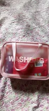 Neceser de viaje para mujer, bolsa de maquillaje portátil de gran capacidad, transparente, resistente al agua, con letras, caja de almacenamiento para el cuidado de la piel