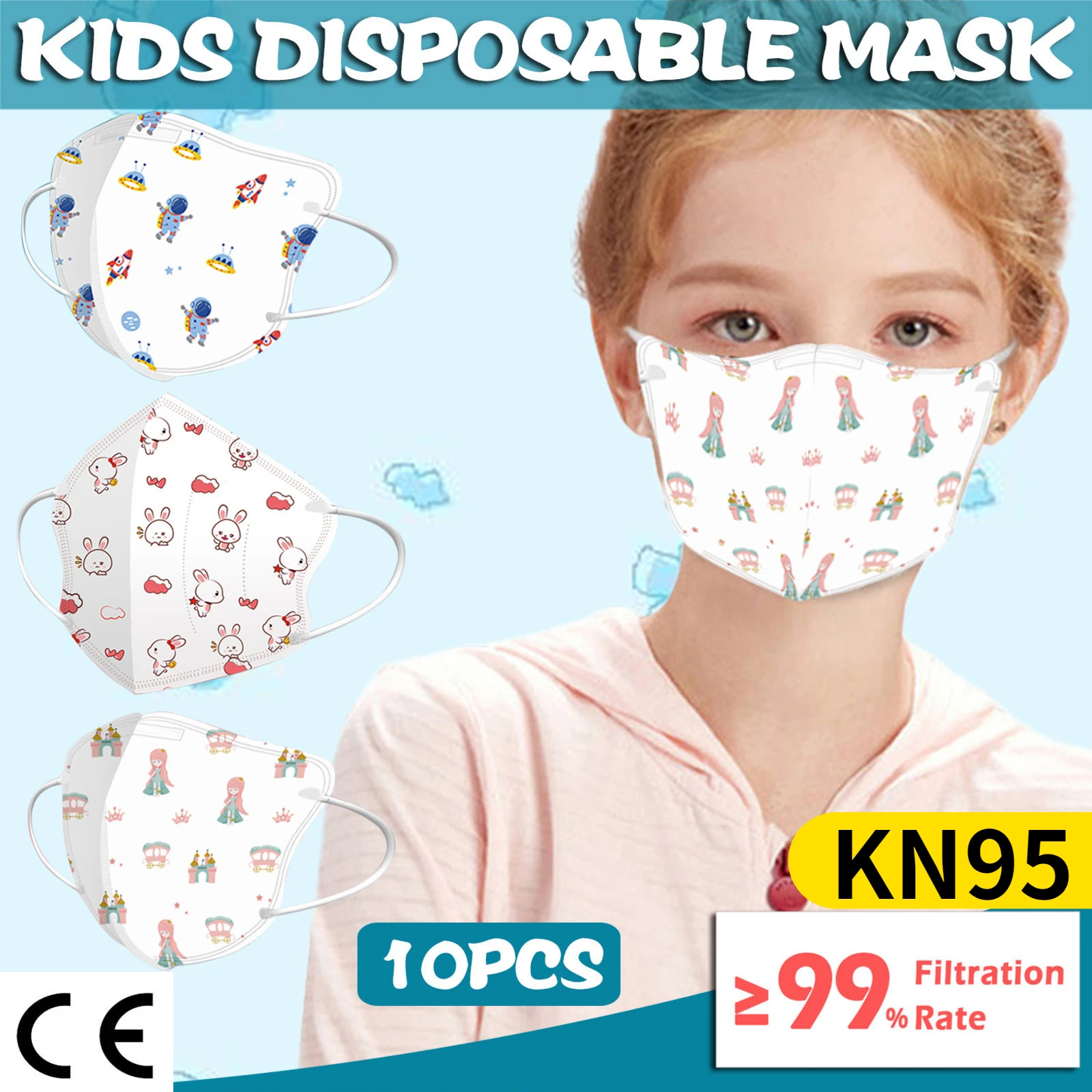 10/30/50 Uds niños 0-3/4-12-12 años los niños máscara de dibujos animados impreso Kawaii máscara KN95 máscara protectora mascarillas ffp2reutilizable