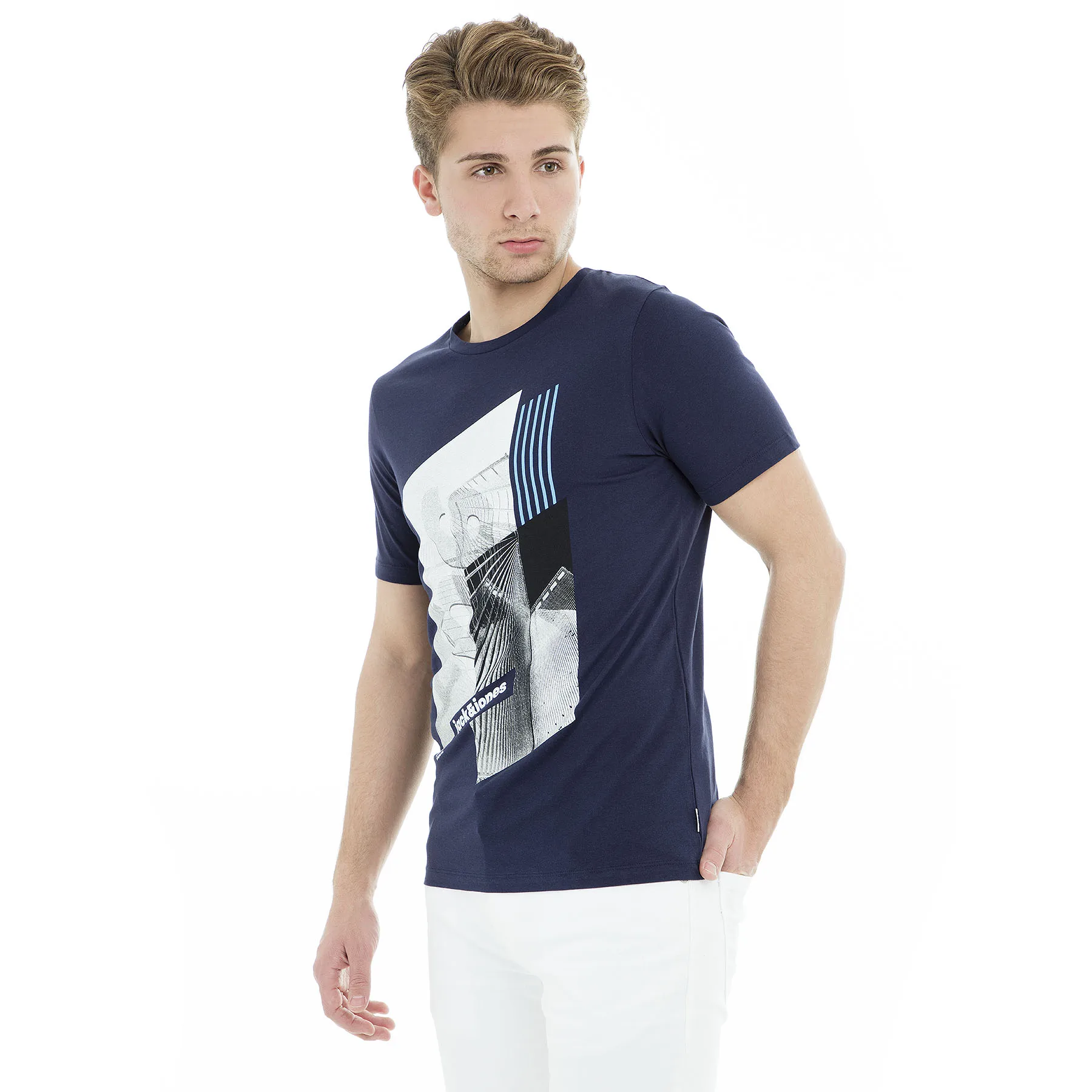 Футболка с надписью Jack& Jones Core jcovill 12148561 - Цвет: Тёмно-синий
