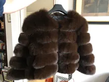 De invierno de la moda de cuero cálida capa natural abrigo de piel de zorro chaqueta de piel auténtica de zorro de invierno grueso abrigo cálido