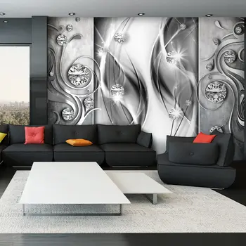 

Wall mural-Diamonds in Silver - 150x105 cm