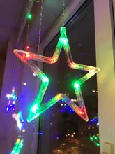 Lights Curtain-String Moon-Lamp Window-Decor Christmas Garland Fairy Icicle-Star LED