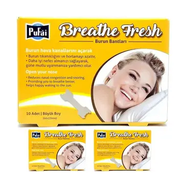 

Pufai Breath Fresh Nasal Strips Stop Snoring Aid 30 Pieces 3 Boxes