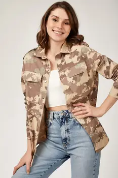 

Happiness ist. Women Camouflage Print Jacket Shirt Dp00025