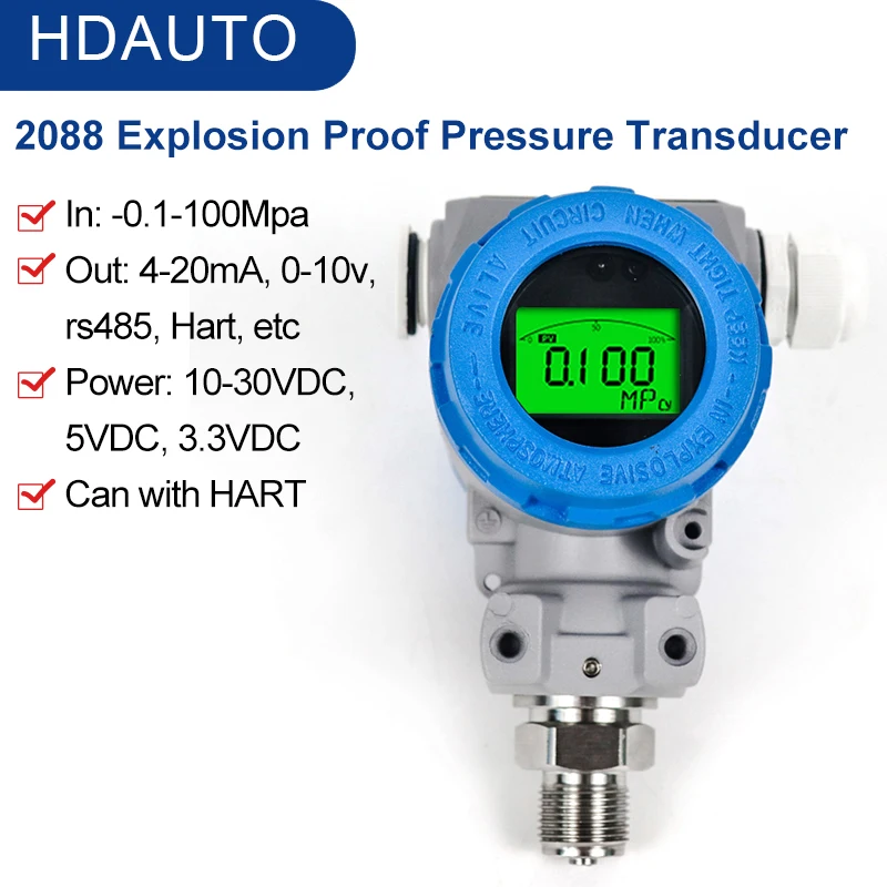 Outdoor 2088 Lcd Digital Pressure Transmitter Vacuum Water Oil Liquid