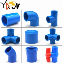 

20/25/32mm Blue Straight Elbow Solid Equal Tee Four-way Connectors PVC Water Supply Pipe Fittings Plastic Irrigation Water Parts