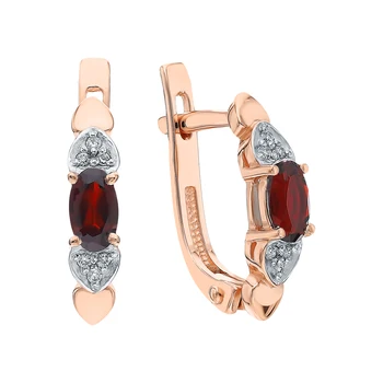 

Gold earrings with cubic zirconia and Garnet sunlight sample 585 test