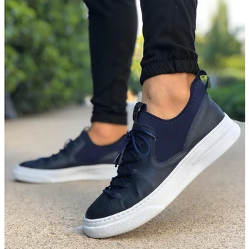 

BA0203 Step-in Casual High Bottom Navy Blue Men 'S Shoes. Shoe, sneaker, van, chaussure, air, para, flip, cover, lace, flexi