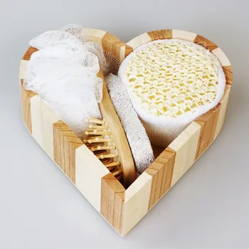 

Heart Shaped Spa Set - 4 piece SPA set - Wooden Spa Set - Shower Set - Massage set - 4 Piece Bath Set - Massage Equipment