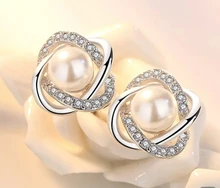 Pendientes de plata de ley 925 con perlas de circonita, pendientes de lujo para mujeres