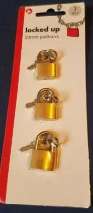 Mini brass padlock with 2 keys Lock 20 mm travel bag suitcase luggage |