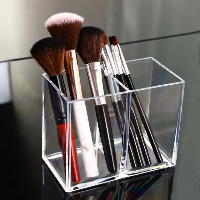 Organizzatore porta pennelli trucco trasparente 1/2/3 fori tavolo da  scrivania in plastica contenitore cosmetico