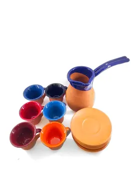

7 sets of pots Ottoman earthenware Turkish coffee cup set Turkish coffee gift made in Turkey Arabic coffee coffee pot Espresso