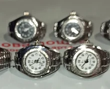 Reloj de anillo creativo para Mujer, de cuarzo, elástico, de acero y plata de lujo, Reloj de anillo de dedo