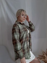 Plaid Shirt Tops Long-Sleeve Office Women Coat Loose Ladies Karsany And