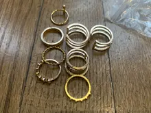 Docona-Conjunto de Anillos de perlas de cristal para mujer, Color dorado geométrico, corazón, dedo nudillo, joyería 2020