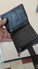 Billetera de cuero genuino para hombre con grabado, cartera masculina de cuero vacuno 100% auténtico, monedero pequeño, portatarjetas, estilo portafolio para hombre
