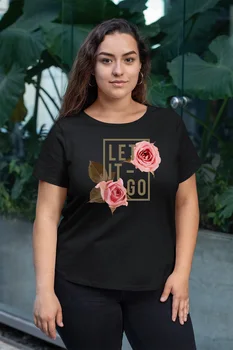 

Angemiel Wear Let It Go Black Women Cotton Large Size T-Shirt