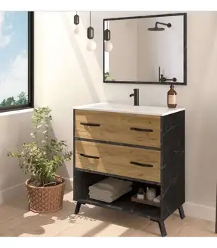 

Hudson 81 cm bathroom cabinet with basin and mirror.