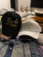 C & Fung-Gorra de camionero con ajuste trasero para novia, gorro de béisbol con letras doradas