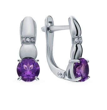 

Silver earrings with amethyst and cubic zirconia sunlight sample 925