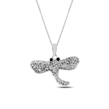 

Angemiel 925 Silver Zircon Stone Dragonfly Pendant