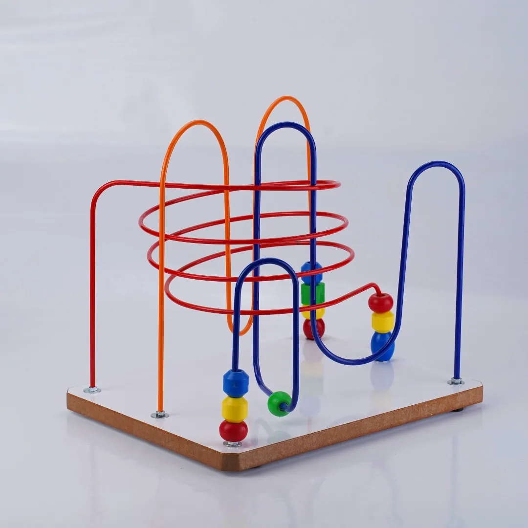 

3 String Red Blue Orange Montesorri Game for Toddler Kid Shape Color Learning Set Geometric Figure to Babies as gift Wooden