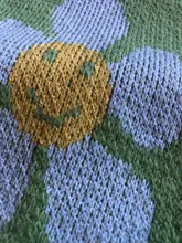 Estilo Preppy de punto con flores Cardigans suéter mujeres cuello en V suelto elegaht Thicked Pull Femme imprimir abrigo corto Casual