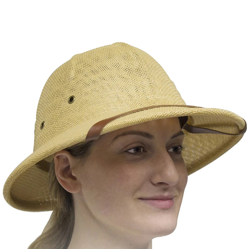 

Adults Straw Sun Hat Cap Safari Jungle Hunter Explorer Pith Helmet Hat Film Play Props