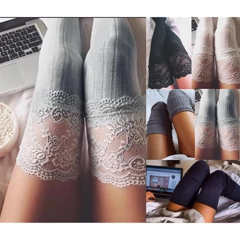 

Lady Women Lace Stockings Cotton Blend Warm Over the Knee Soft Stockings Leggings Spring Summer Autumn Winter 15 styles